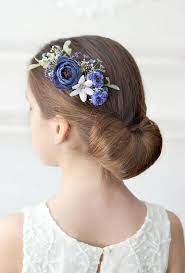 Navy Blue Flower Comb Wedding Floral Accessory Hair Bridal Etsy Bridal Flower Hair Comb Floral Accessories Hair Flower Hair Comb