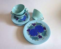 Cornflowers Bessemer Melamine Tea Set 1 Tea Set Bessemer Decorative Plates