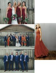 Dark Navy And Burnt Orange Bridal Party Colors Cranberry Bridesmaid Dresses Bridal Party Outfit Wedding Photography Bridal Party