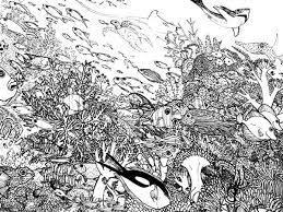Put on your scuba diver costume, arm with colorful crayons and dive into a breathtaking underwater world to discover the wonderful colors of great barrier reef, new caledonia or red sea. Crowded Fish And Animals In Coral Reef Ecosystem Coloring Pages Kids Play Color