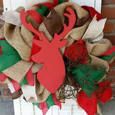Christmas Reindeer Wreath Burlap Deer From Underthekentuckysun On