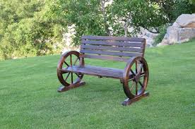 It's country comfort at its finest! New Large Patio Garden Wooden Wagon Wheel Bench Wgb62 Uncle Wiener S Wholesale