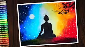 Buddhist festivals often have a soundtrack. Glowing Lord Buddha Drawing For Beginners Buddha Purnima Vesak Drawing With Oil Pastel Youtube