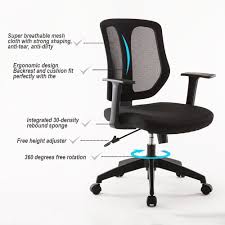 Dland Home Office Chair K6m Ergonomic Mesh Swivel Executive Task Chair 360 Degrees Free Rotation Adjustable Height Free Home Office Chairs Office Chair Office
