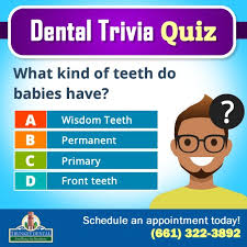 Challenge them to a trivia party! Trunkeydental V Twitter Dental Trivia Quiz The First Teeth That Most Babies Get At Around 6 Months Are Also Called Baby Teeth Bakersfield Https T Co Yju44fq79y Twitter