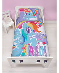 A complete junior bed set which contains all you need for your little one during the transition from cot to junior sized bed. My Little Pony Crush Junior Toddler Duvet Cover Set Rainbow Dash