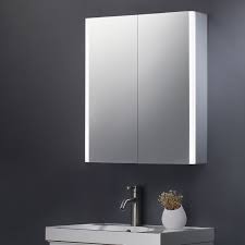 Browse the uk's widest range of illuminated bathroom cabinets, available in an vast selection of styles and sizes shop online and find your new bathroom cabinet today. Harbour Icon Double Door Led Bathroom Mirror Cabinet With Shaver Socket 700 X 600mm Drench
