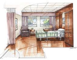 Drawn Hospital Room Interior Design Renderings Interior Design Drawings Architecture Building Design