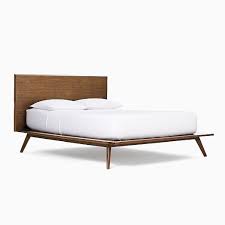 Studio mid century modern walnut brown finished wood king size platform bed frame. Mid Century Platform Bed Walnut