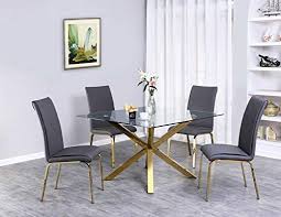 Shop from our wide range of modern look wooden dining tables, chairs, etc. Best Quality Furniture D58 D5 5pc Dining Set 1 Table 4 Chairs Dark Gray Gold Dining Table Gold Gold Dining Room Furniture Dining Chairs