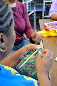 Crafters gather to learn knitting, crocheting