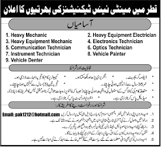 Mechanic Electrician Technician Jobs In Qatar Electronic Technician Heavy Equipment Mechanic Electrician