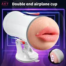 Handfree Male Sucking Masturbation Cup Dual Heads Oral Real Blowjob Strong  Suction Vibrating Masturbator Vaginal For Men Sex Toy