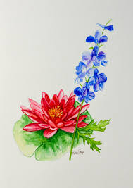 Birth Month Flower Necklace Australia Water Lily And Larkspur July Birthday Flower Original Etsy Larkspur Flower Tattoos Birth Month Flowers Larkspur Tattoo
