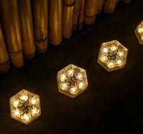 Solar Inground Lights Hexagon Tile Lights Outdoor Lamps Solar Waterproof  RGB LED Garden Floor Tile Light