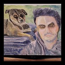 Watercolor Weimaraner pet portrait artwork