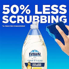 Dawn Free & Clear Dishwashing Liquid Dish Soap (3x24 oz) + Dawn Non-Scratch  Scrubber Sponge (2 Count), Lemon Essence