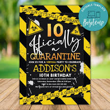 Template Free Quarantine Birthday Invitation Card Printable Officially A Quaranteen Birthday Invitation Diy In 2020 Birthday Invitations Birthday Invitations Diy Custom Birthday Invitations