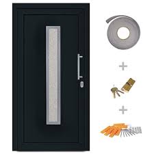 Voir plus d'idées sur le thème portes, entrée, porte fenetre. Porte D Entree Principale Anthracite 88x200 Cm Vitrage De Securite Rectangulaire Avec Application En Acier Inoxydable Bao Cdiscount Bricolage