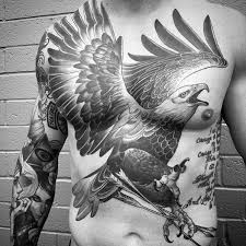 Black And White Eagle Chest Tattoo Mens Cool Big Tattoos Eagle On Chest Big Tattoo Tattoos For Guys Eagle Chest Tattoo