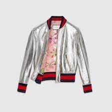 Gucci Crackle Leather Bomber Jacket White Bomber Jacket White Leather Jacket Leather Flight Jacket