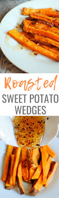 Roasted Sweet Potato Wedges With Hot Honey Drizzle Recipe Roasted Sweet Potatoes Vegan Recipes Healthy Recipes