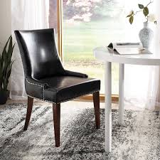 Safavieh Mercer Collection Eva Leather Dining Chair With Trim Nail Head Black Dining Chairs Leather Dining Chairs Black Dining Chairs