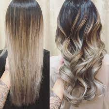 Recreate this trendy cut or try. Straight Vs Wavy Ash Balayage Black To Blonde Layered Haircut Brunette Balayage Hair Ash Balayage Balayage Hair Rose