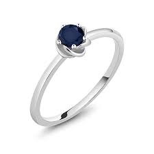 Gem Stone King 10k White Gold Blue Sapphire Gemstone Birthstone Solitaire Engagement Ring 0 24 Ct 3 5 Gold And Silver Rings Natural Sapphire Rings Silver Rings