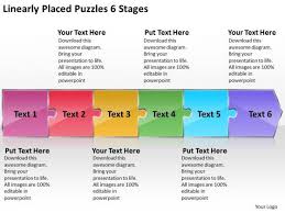 Linearly Placed Puzzles 6 Stages Work Process Flow Chart