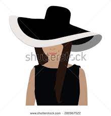 Brunette Woman In Black Little Dress And Elegant Floppy Hat Vector Illustration Woman Hat Abstract Fashion Hats For Women