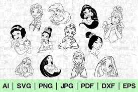 Disney Princesses Silhouette Svg Cricut Bundle Kit Instant Etsy In 2021 Disney Princess Silhouette Princess Silhouette Silhouette Svg