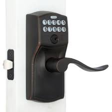 Schlage Camelot Aged Bronze Accent Keypad Lever 109 Smart Door Locks Keypad Door Locks Door Locks