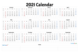 Free Cute Printable Calendar 2021 In 2020 Annual Calendar Printable Yearly Calendar Template Calendar Printables