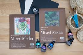 New From Strathmore Black Mixed Media Paper Perfect For Gouache Colored Pencil Acrylic Gel Pens Pastel White Charcoa Mixed Media Strathmore Black Paper