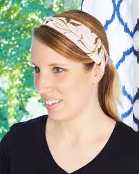 Light Pink Floral and Vine Ear Saver Twisted Adult Headband With Buttons