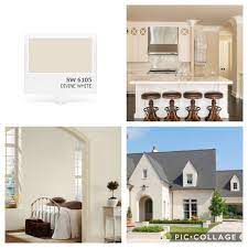 The shade pairs well with soft browns and muted blues and is great for creating a cozy … Looking To Create A Peaceful Setting In Your Home Sherwin Williams Divine White Sw 6 Painted Brick House Exterior Paint Colors For House White Exterior Paint