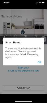 The issue was successfully created but we are unable to update the comment at this time. Solved Smart Home App Not Working Samsung Community