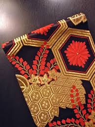 vintage japanese silk brocade fukuro obi dark eggplant w gold red kiri kikko excellent japanese embroidery japanese textiles japanese silk