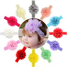 Amazon Com 12pcs Baby Girls Headbands Chiffon Flower Lace Band Hair Accessories For Newborns Infants Toddlers Baby