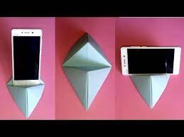 How To Make Paper Mobile Stand Diy Origami Phone Holder Youtube Diy Phone Holder Paper Mobile Diy Phone Stand