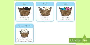 Wash these items in warm water. Laundry Sorting Picture Cards