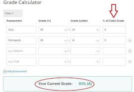 Calculate Grade With Percentages Calculator Grade Lettering
