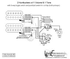 Find pickup wiring diagrams for every combination of pickups you can think of. 2 Humbuckers 3 Way Toggle Switch 1 Volume 1 Tone Coil Tap