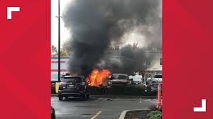 vehicle seen on fire in walmart parking