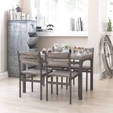 Zenvida 5 Piece Dining Set Breakfast Nook Table And 4 Chairs Rustic Grey Walmart Com In 2020 Nook Dining Set Breakfast Nook Dining Set Wooden Kitchen Table