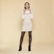 Последние твиты от 3suisses (@3suisses). Robe Courte En Tricot Manches Longues Col Amovible Femme Ivoire 3 Suisses