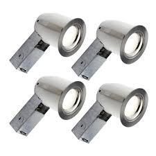 3 In Brushed Chrome Intergrated Led Recessed Fixture Kit For Damp Locations 4 Pack 343l9bx4 The Home Depot