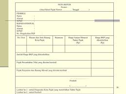 Transaksi penjualan yang dilakukan oleh perusahaan, terutama perusahaan dagang, tidak selalu mengakibatkan arus masuk atau penerimaan uang ke perusahaan dikarenakan tidak jarang terjadi situasi dimana pihak pembeli mengembalikan sebagian barang dagang yang telah dibelinya. Faktur Pajak Dan Nota Retur Ppt Download