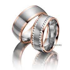 His Hers Mens Womens Matching 10k White And Rose Gold Two Tone Gold Wedding Bands Rings Set 8mm 7 Wedding Ring Bands Diamond Wedding Bands Wedding Ring Sets